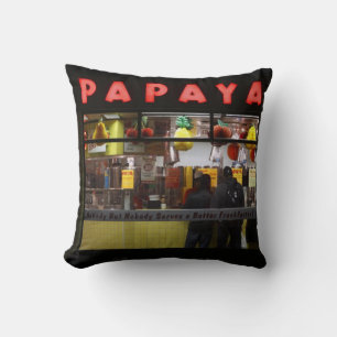 United States, New York. Grey's Papaya: window Cushion