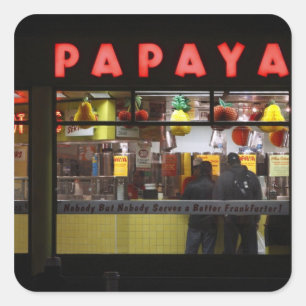 United States, New York. Grey's Papaya: window Square Sticker