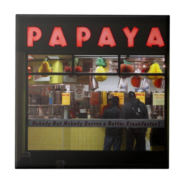United States, New York. Grey's Papaya: window Tile (Front)