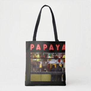 United States, New York. Grey's Papaya: window Tote Bag