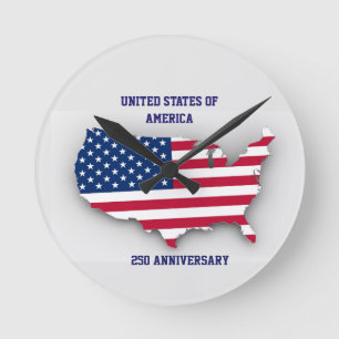 United States Of America 250 Anniversary Round Clock