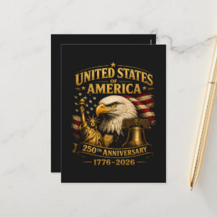 United States of America 250th Anniversary Eagle Holiday Postcard