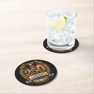 United States of America 250th Anniversary Round Paper Coaster
