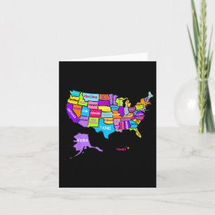 United States Of America Colourful Map With State Card