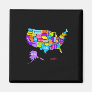 United States Of America Colourful Map With State  Magnet