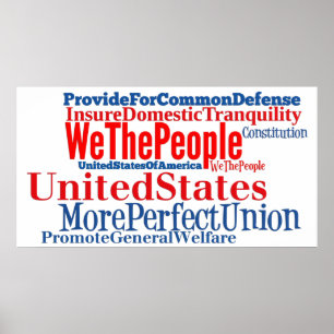 United States of America Constitution Words Poster