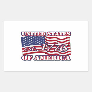 United States Of America est 1776 with USA Flag Rectangular Sticker