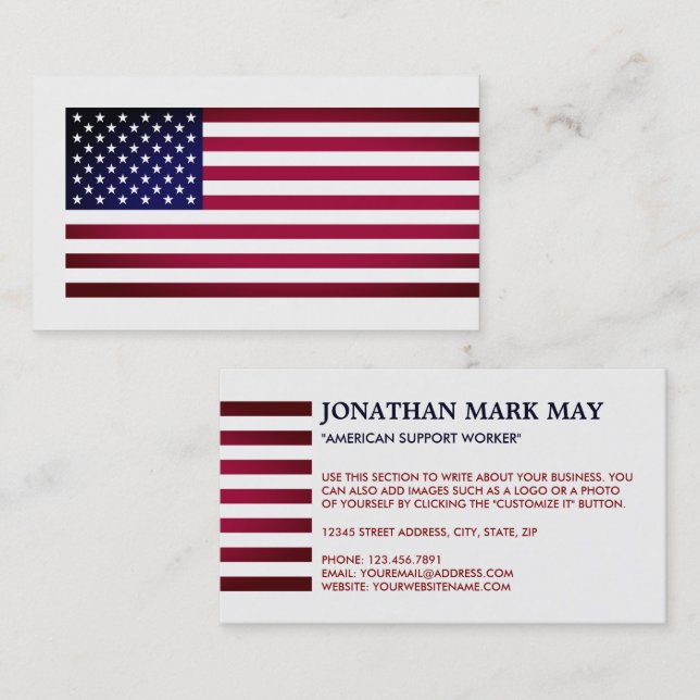United States of America Flag, American Business Card (Front/Back)