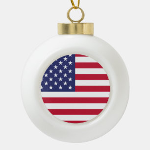 United States of America Flag Ceramic Ball Christmas Ornament