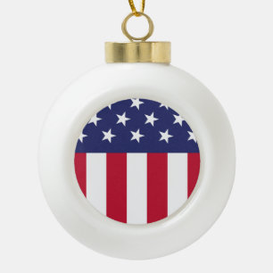 United States of America Flag Ceramic Ball Christmas Ornament