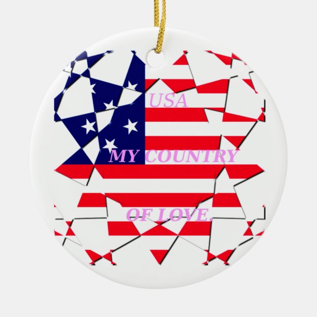 United States of America Flag  Ceramic Tree Decoration (Front)