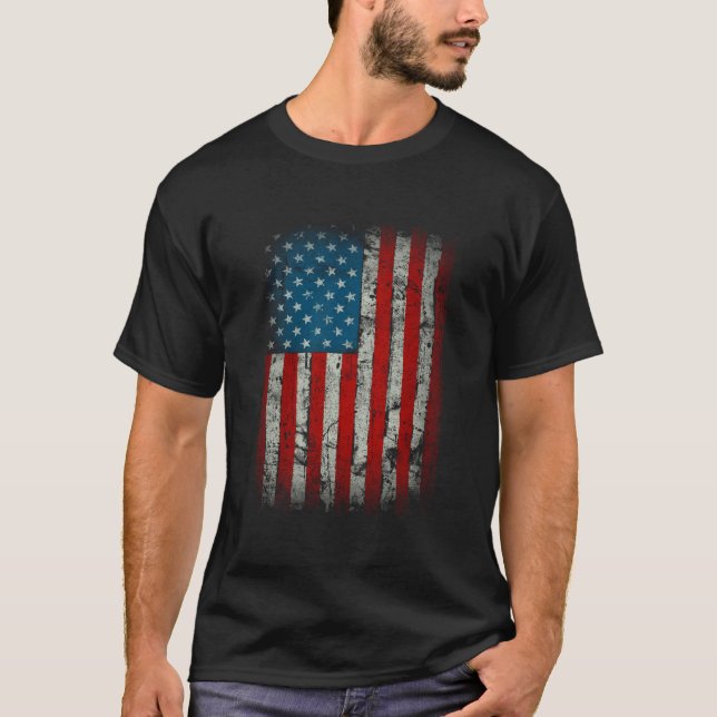 United States Of America Flag Distressed Patriotic T-Shirt (Front)