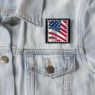 UNITED STATES OF AMERICA FLAG FOREVER STAMP 15 CM SQUARE BADGE