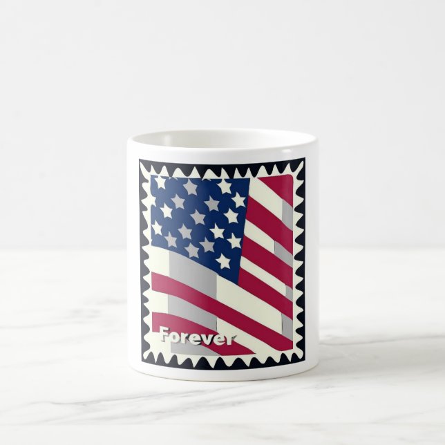 UNITED STATES OF AMERICA FLAG FOREVER STAMP COFFEE MUG (Center)