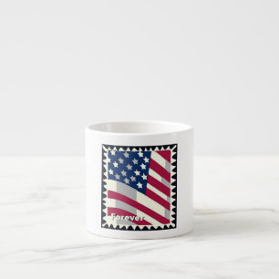 UNITED STATES OF AMERICA FLAG FOREVER STAMP ESPRESSO CUP