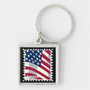 UNITED STATES OF AMERICA FLAG FOREVER STAMP KEY RING