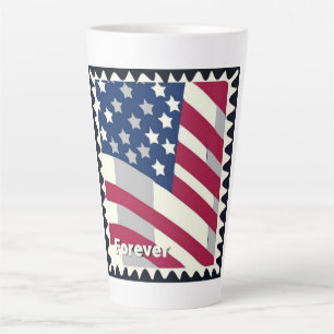 UNITED STATES OF AMERICA FLAG FOREVER STAMP LATTE MUG
