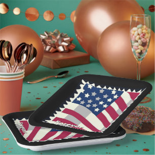 UNITED STATES OF AMERICA FLAG FOREVER STAMP PAPER PLATE