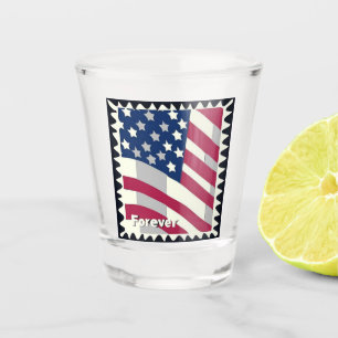 UNITED STATES OF AMERICA FLAG FOREVER STAMP SHOT GLASS