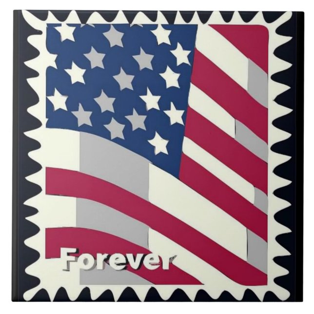 UNITED STATES OF AMERICA FLAG FOREVER STAMP TILE (Front)