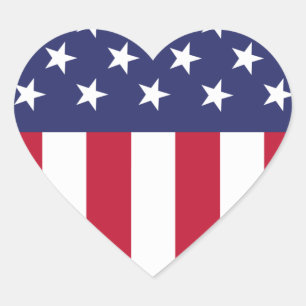 United States of America Flag Heart Sticker