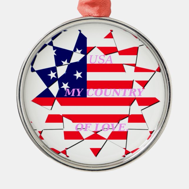 United States of America Flag  Metal Tree Decoration (Front)