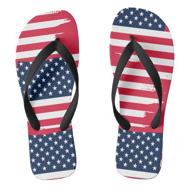 United States of America Flag old grunge Jandals (Footbed)