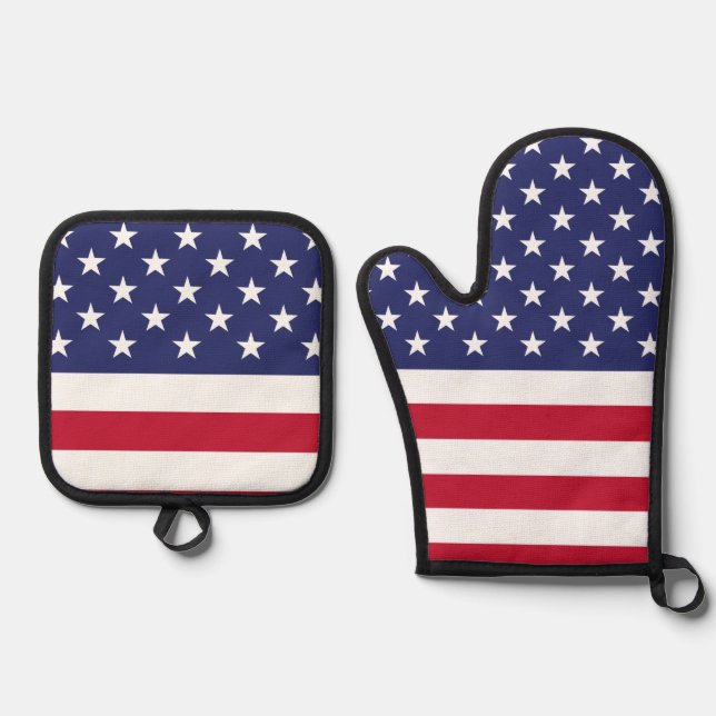 United States of America Flag Oven Mitt & Pot Holder Set (Front)