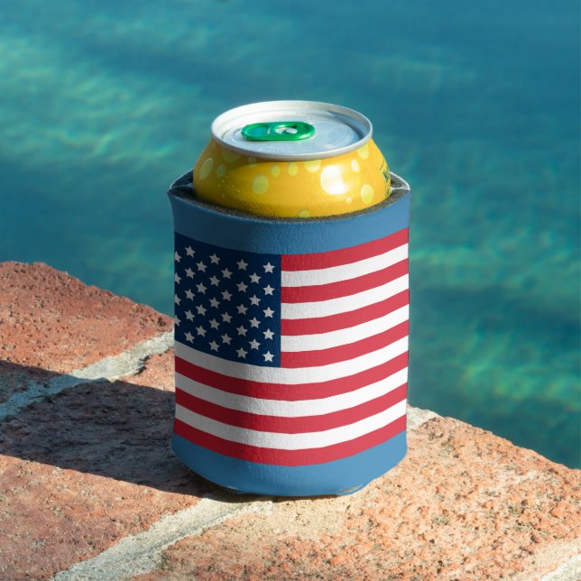United States of America Flag Red White and Blue Can Cooler (In Situ Pool)