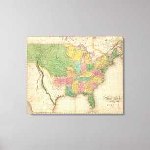 United States of America History Map Canvas Print