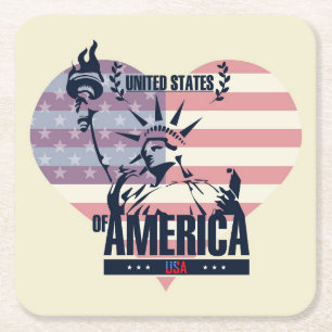 United States of America Liberty Square Paper Coaster