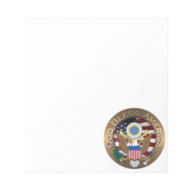 United States of America Seal - God Bless America Notepad (Front)
