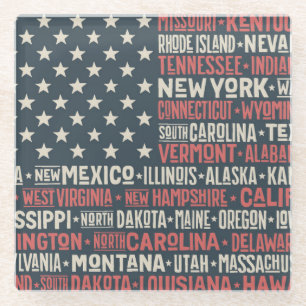 United States Of America  States & Capitals Glass Coaster