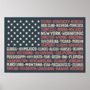 United States Of America States & Capitals Poster