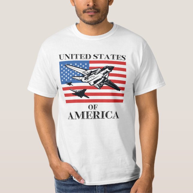 United States of America with three Fighter Jets T-Shirt (Front)