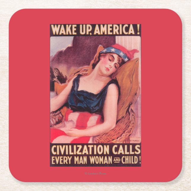 United States of AmericaWar II Promotional Square Paper Coaster (Front)