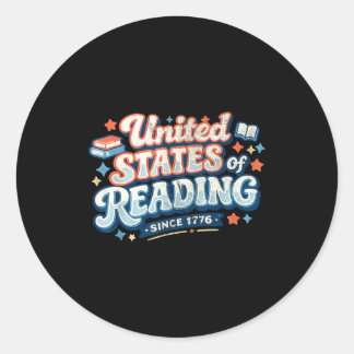United states of reading patriotic book lover  classic round sticker