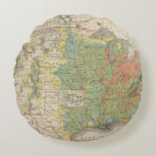 United States Population Density, 1890 Round Cushion