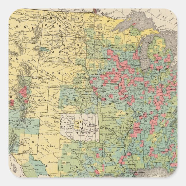 United States Population Increase, 1880-1890 Square Sticker (Front)