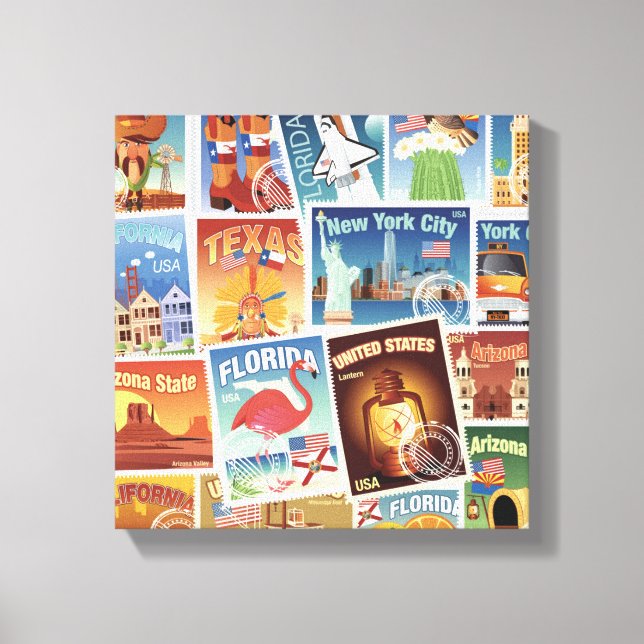 United States Postage Stamps Canvas Print (Front)