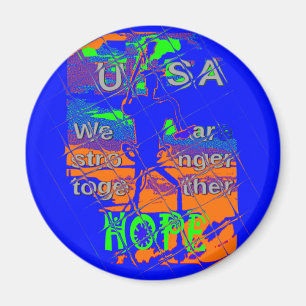 United States Psychedelic Hope: Blue Unity Art Magnet