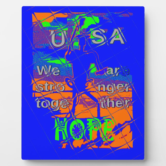 United States Psychedelic Hope: Blue Unity Art Plaque (Front)