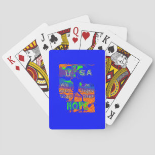 United States Psychedelic Hope: Blue Unity Art Playing Cards