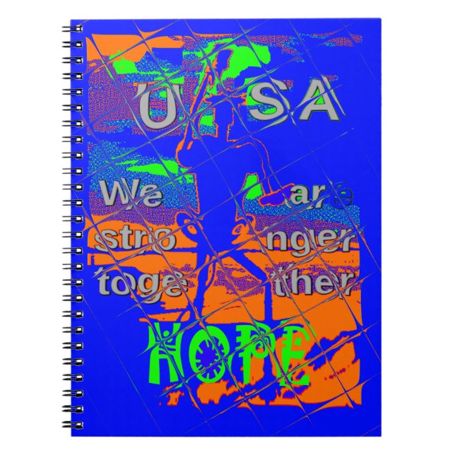 United States Psychedelic Hope: Blue Unity Art Spiral Notebook (Front)