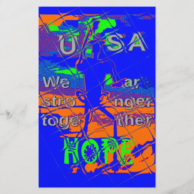 United States Psychedelic Hope: Blue Unity Art Stationery (Front)