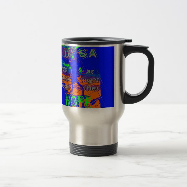 United States Psychedelic Hope: Blue Unity Art Travel Mug (Right)