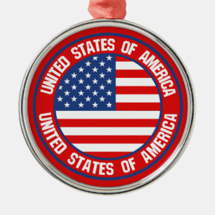 United States Round Emblem Metal Tree Decoration