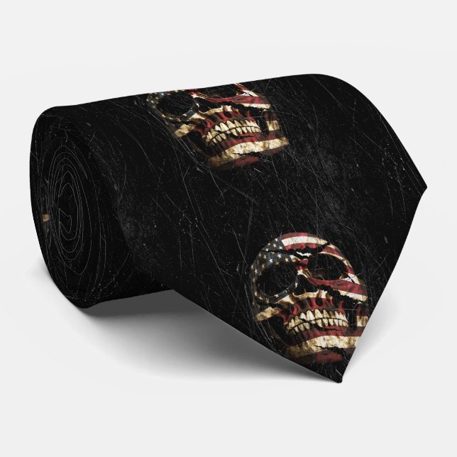 United States Skull Patriot Tie (Rolled)