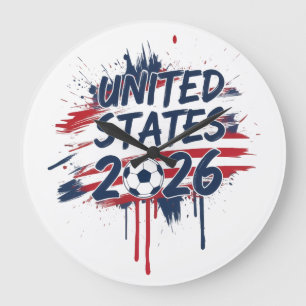 United States Soccer 2026 World Cup Fan Graphic  Large Clock