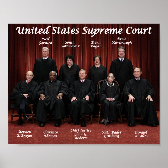 United States Supreme Court Justices 2018 Poster (Front)